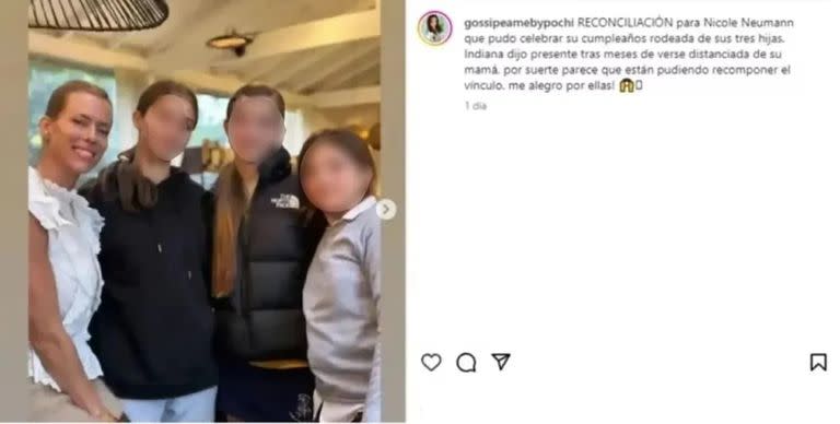 La influencer compartió una foto del cumpleaños de la modelo junto a sus tres hijas