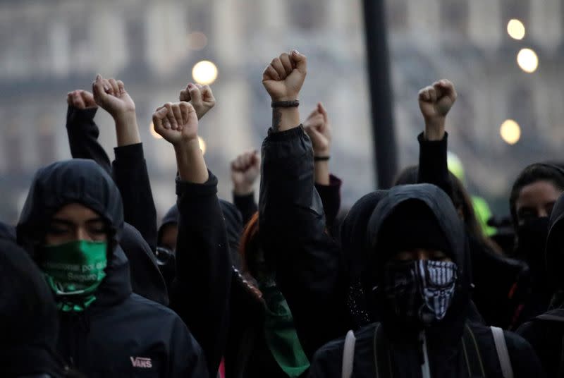 Protest demanding Mexican authorities stop gender-based violence, in Mexico City