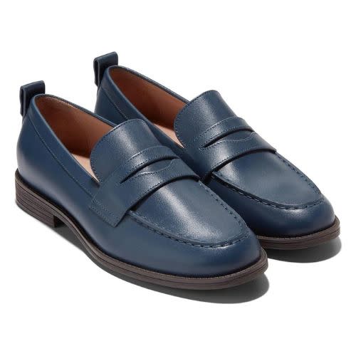 blue and black loafers