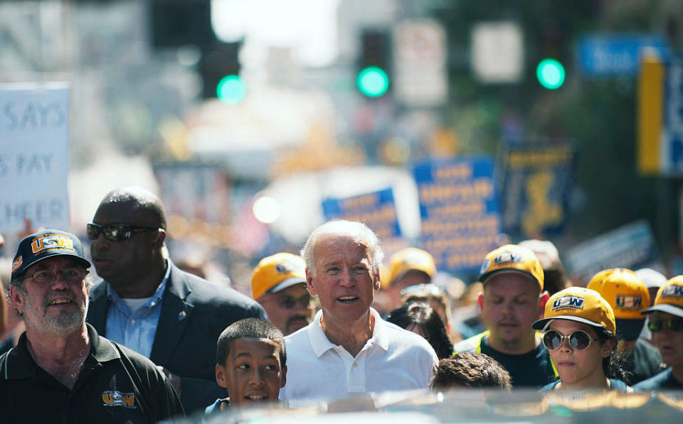Joe Biden walks in the annual Allegheny County Labor Day Parade Monday September 7, 2015 in Pittsburgh, Pennsylvania. / Credit: Jeff Swensen / Getty Images