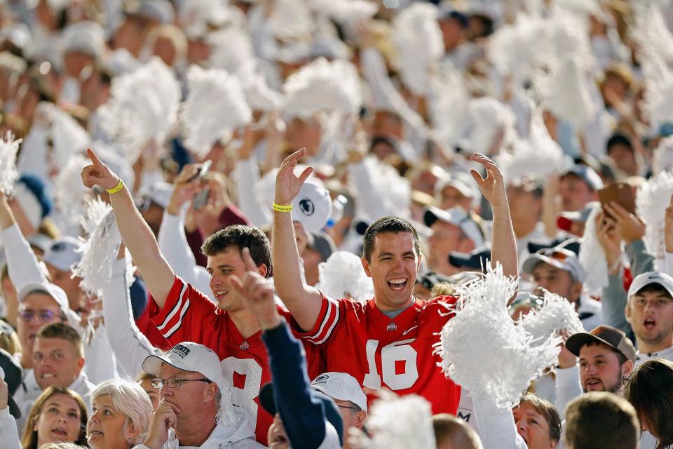 Ohio State Buckeyes fans cheer during a White Out against Penn State Nittany Lions at Beaver Stadium in University Park, Pa. on September 29, 2018. [Kyle Robertson/Dispatch]