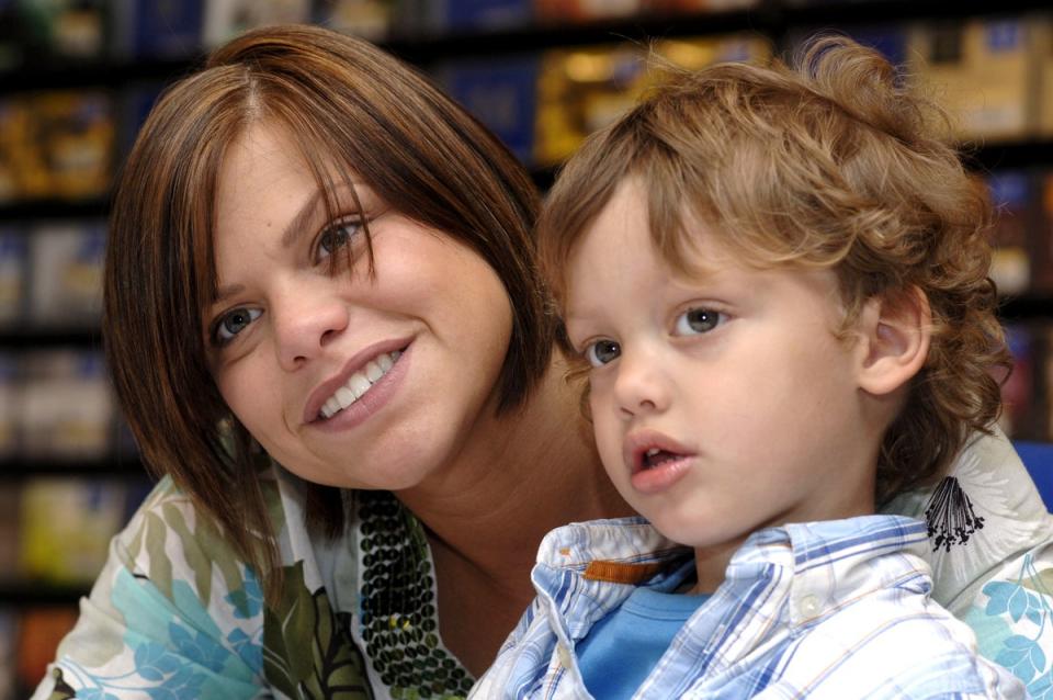 Brazier with mum Jade in 2006 - the reality TV star died from cervical cancer when he was five years old (David Hartley/Shutterstock)