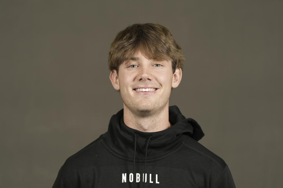 FILE - Arkansas kicker Cameron Little poses for a portrait at the NFL football Combine, Thursday, Feb. 29, 2024, in Indianapolis. The Jacksonville Jaguars are now counting on the youngest kicker ever drafted, Cam Little of Arkansas, to stop a revolving door and bring stability to a position that has been one of the league’s most tumultuous over the last four years. (Doug Benc/AP Images for the NFL)