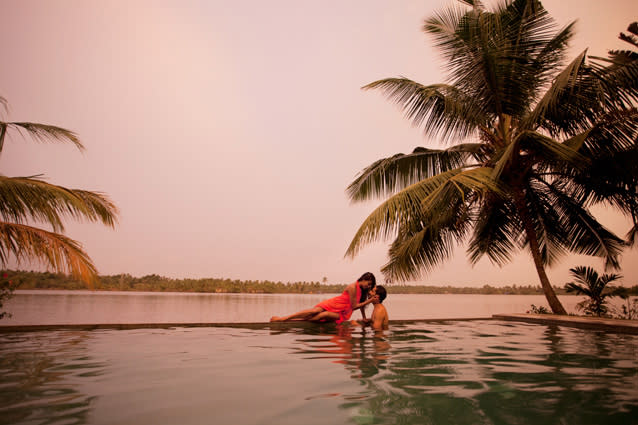  Vaamika Island Kochi. Photo: Dan Kullberg - This seven-acre private island along Vembanad Lake has two main residences—Sun Rise and High Noon—which reside on their own islets with access to private lagoons. These centuries-old Kerala homes, restored and relocated onto the island from nearby villages, come with lakefront pools, gardens, massage pavilions and a private butler service. You can reach this secluded spot (wi-fi enabled throughout) via speedboat from Kochi’s Bolgatty jetty.