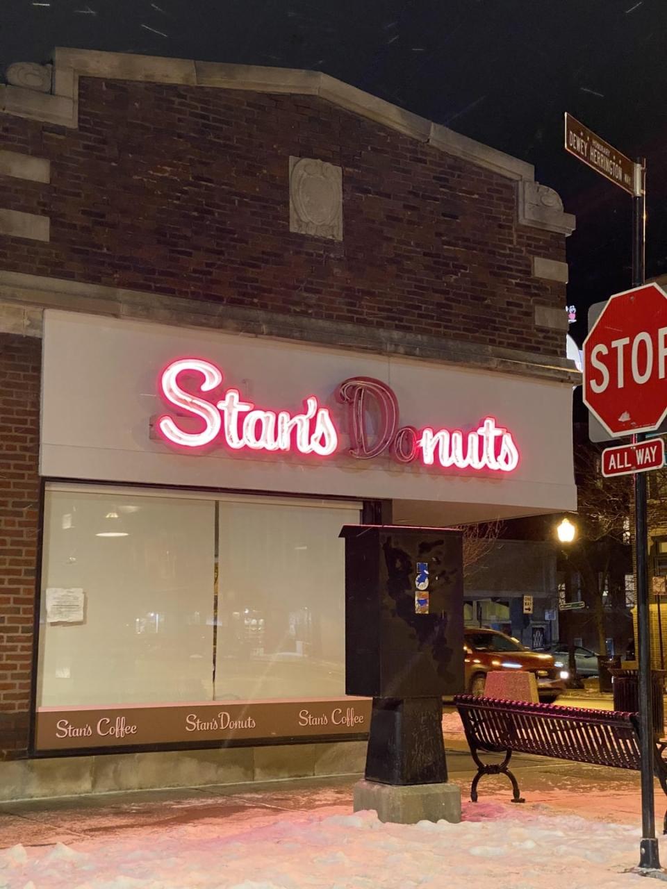 Stan's Donuts shop with the D and O burnt out