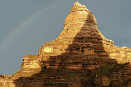 A damaged pagoda is seen after an earthquake in Bagan, Myanmar August 24, 2016. REUTERS/Stringer