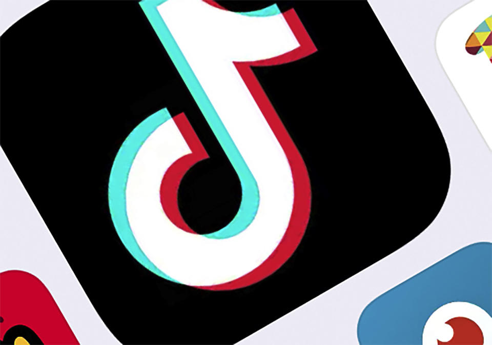 FILE - This Feb. 25, 2020, photo shows the icon for TikTok taken in New York. TikTok said Tuesday, July 7, 2020, it will stop operations in Hong Kong, joining other social media companies in warily eyeing ramifications of a sweeping national security law that took effect last week.(AP Photo, File)