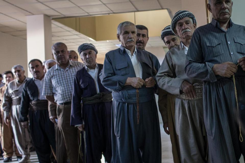 Vote: Millions were expected to vote across the three provinces that make up the Kurdish autonomous region (Getty Images)