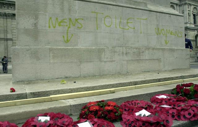 Graffiti on the base of the Cenotaph 