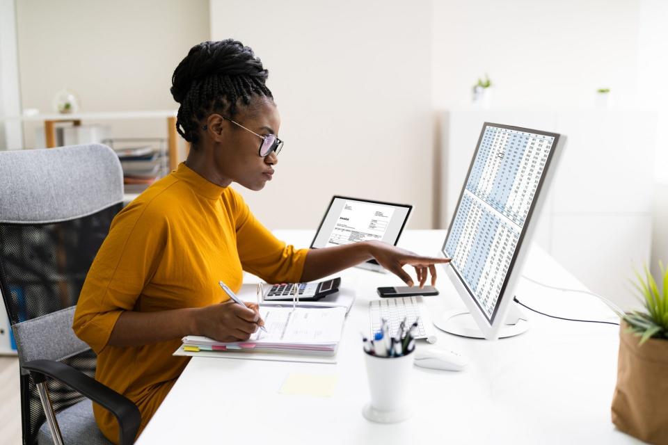 African Professional Chartered Accountant Woman Doing Tax.