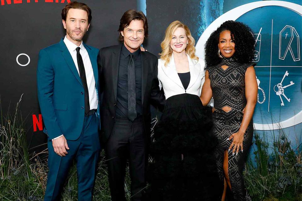 (L-R) Tom Pelphrey, Jason Bateman, Laura Linney, and Jessica Frances Dukes attend the Premiere of Ozark S4 presented by Netflix at Paris Theatre on April 21, 2022 in New York City