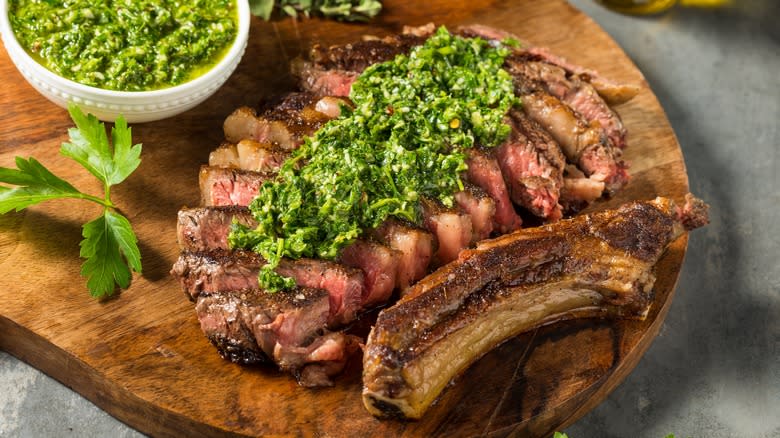 Ribeye with chimichurri sauce