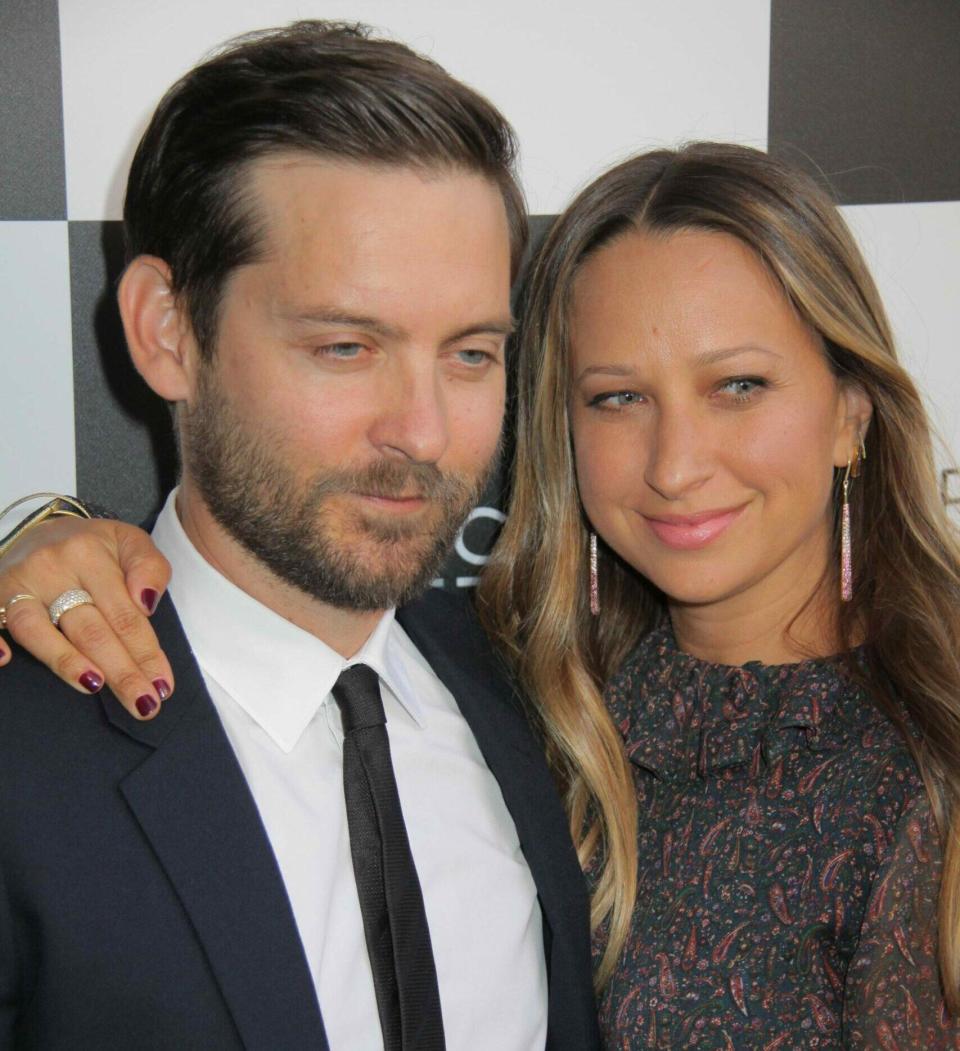 Tobey Maguire, Jennifer Meyer 08.09.2015 The Los Angeles premiere of gPawn Sacrifice took place at Harmony Gold in Los Angeles, California