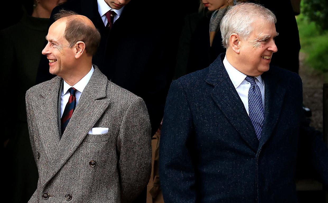 Prince Andrew (right) with Prince Edward at Sandringham on Christmas Day