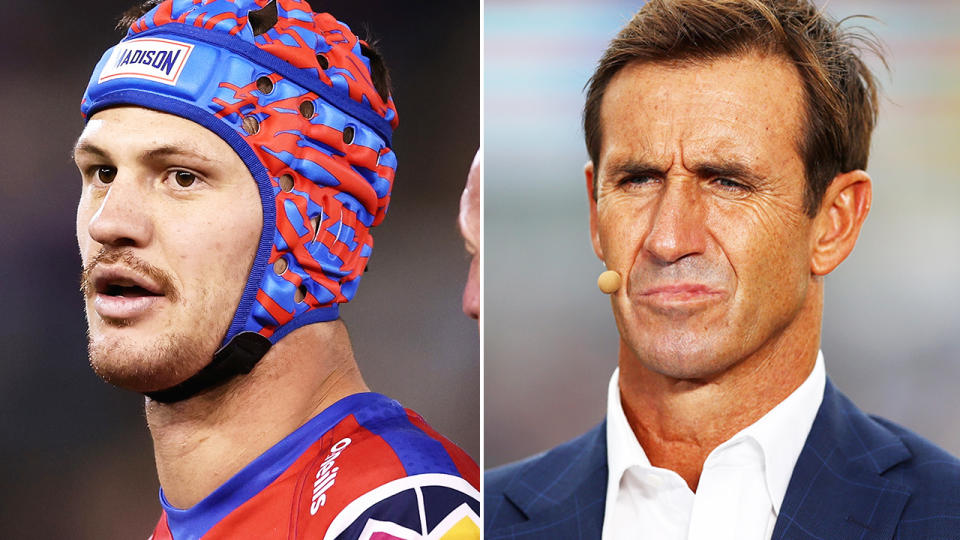 Andrew Johns and Kalyn Ponga, pictured here in Newcastle.