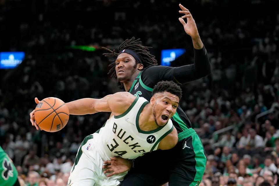 Giannis Antetokounmpo and the Milwaukee Bucks have a 1-0 series lead on the Boston Celtics.