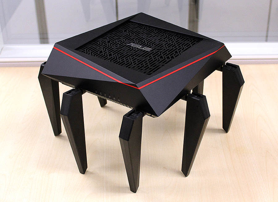 The ASUS RT-AC5300 router offers good performance and features. Plus, it looks like a spider. Or a world destroyer if you recollect the last Superman movie.