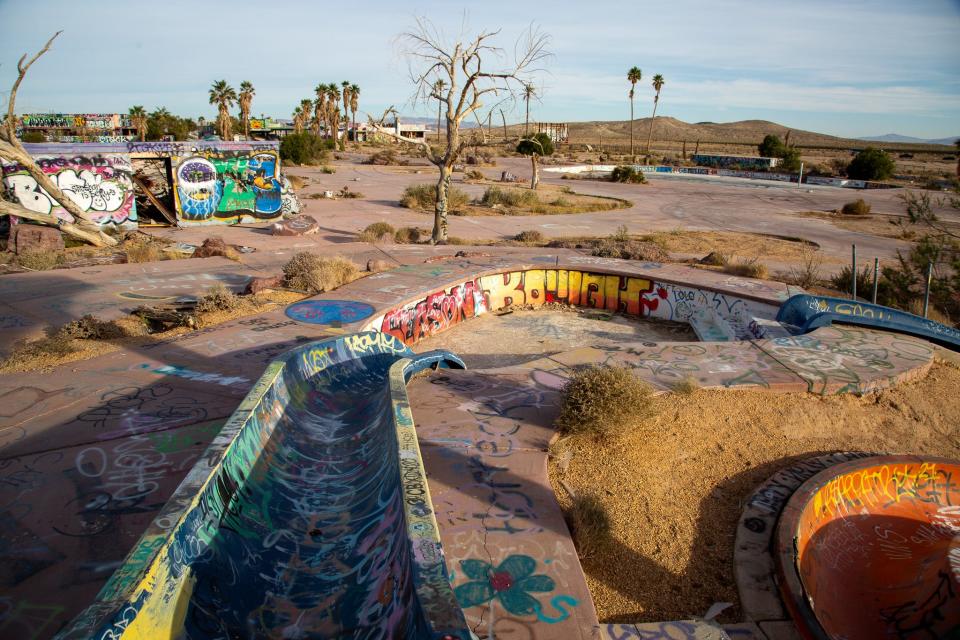 An abandoned water park in Newberry Springs, California.