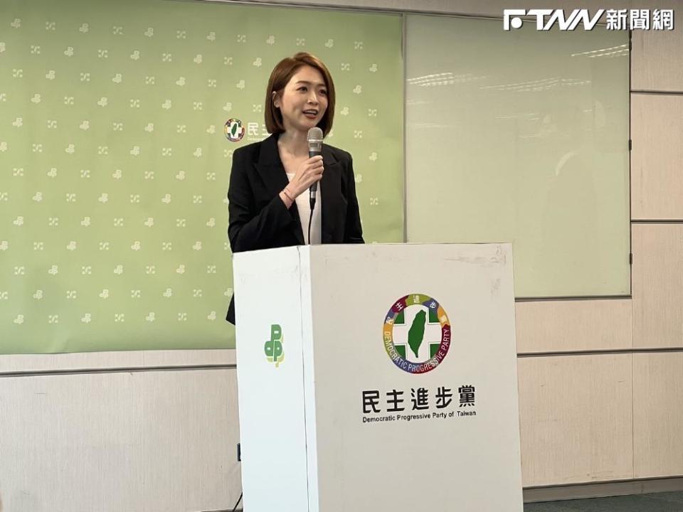 民進黨延攬前主播韓瑩擔任發言人。（圖／記者劉秀敏攝）