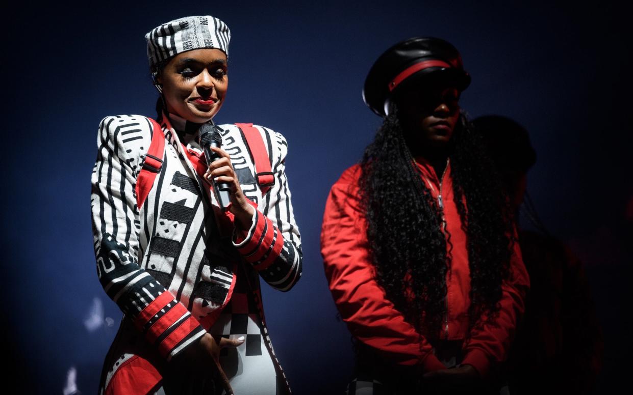 Janelle Monae performs on the West Holts Stage on day five of Glastonbury Festival at Worthy Farm - Getty Images Europe
