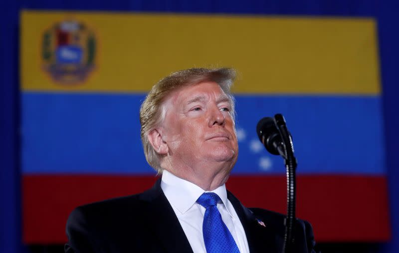 FILE PHOTO: Trump speaks about the crisis in Venezuela during a visit to Miami