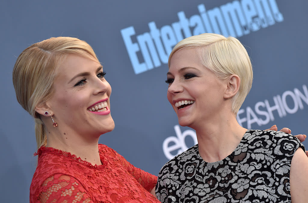 Michelle Williams and Busy Phillips are BFF goals in coordinated black dresses at “Manchester by the Sea” screening