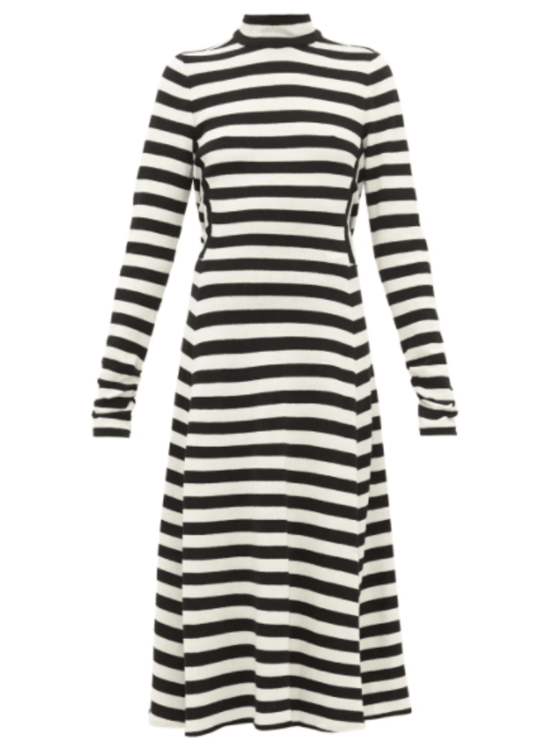 <p>Marc Jacobs Striped Wool-blend Knit Midi Dress, $255 (from $850), <a href="https://rstyle.me/+8dCOZUtxgCS-rPsc4BwcSg" rel="nofollow noopener" target="_blank" data-ylk="slk:available here;elm:context_link;itc:0;sec:content-canvas" class="link ">available here</a></p>