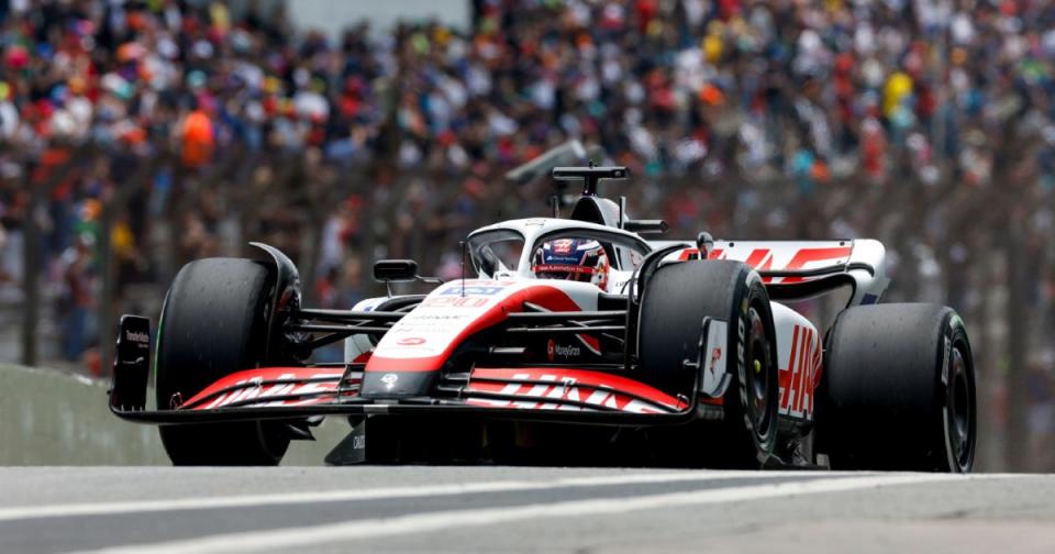 Haas' Kevin Magnussen on track at the Brazilian Grand Prix. Sao Paulo, November 2022. Credit: Alamy