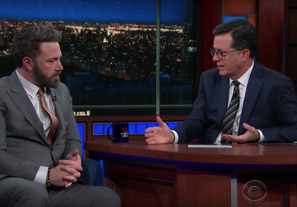 Ben Affleck challenged directly over alleged sexual assault during Colbert interview