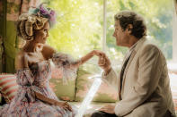 <p>Kristin Chenoweth as Easter and Ian McShane as Mr. Wednesday in Starz’s <i>American Gods</i>.<br><br>(Photo: Starz) </p>