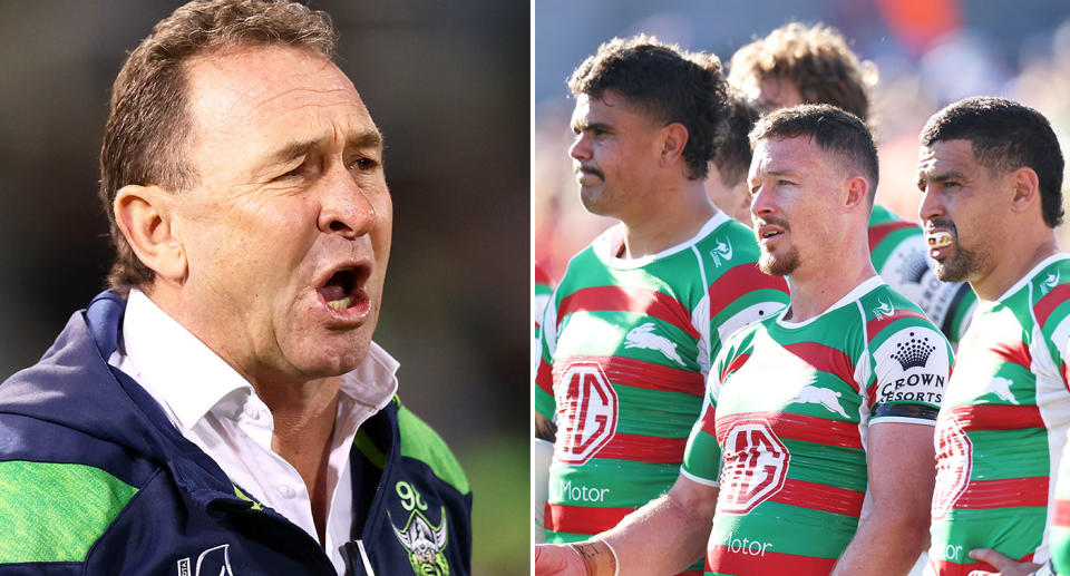 Pictured left is Raiders coach Ricky Stuart.