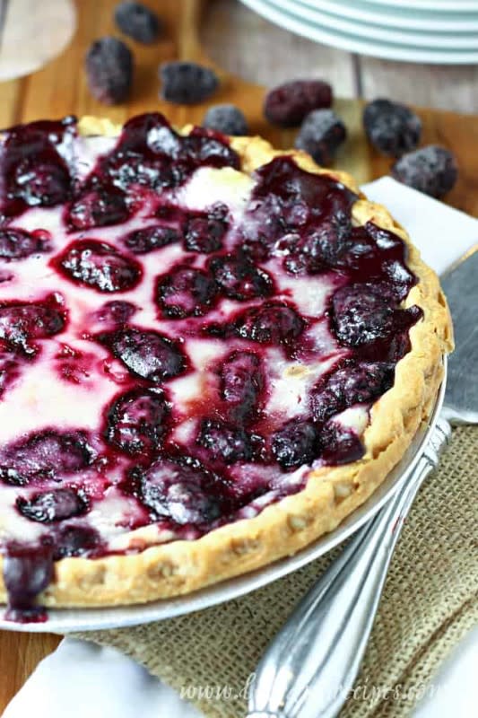 <p>Let's Dish Recipes</p><p>Fresh or frozen blackberries, sour cream and a few pantry staples come together in this delightful pie that will quickly become a family favorite!</p><p><strong>Get the recipe: <a href="https://letsdishrecipes.com/blackberry-sour-cream-pie-2" rel="nofollow noopener" target="_blank" data-ylk="slk:Blackberry Sour Cream Pie;elm:context_link;itc:0;sec:content-canvas" class="link ">Blackberry Sour Cream Pie</a></strong></p>