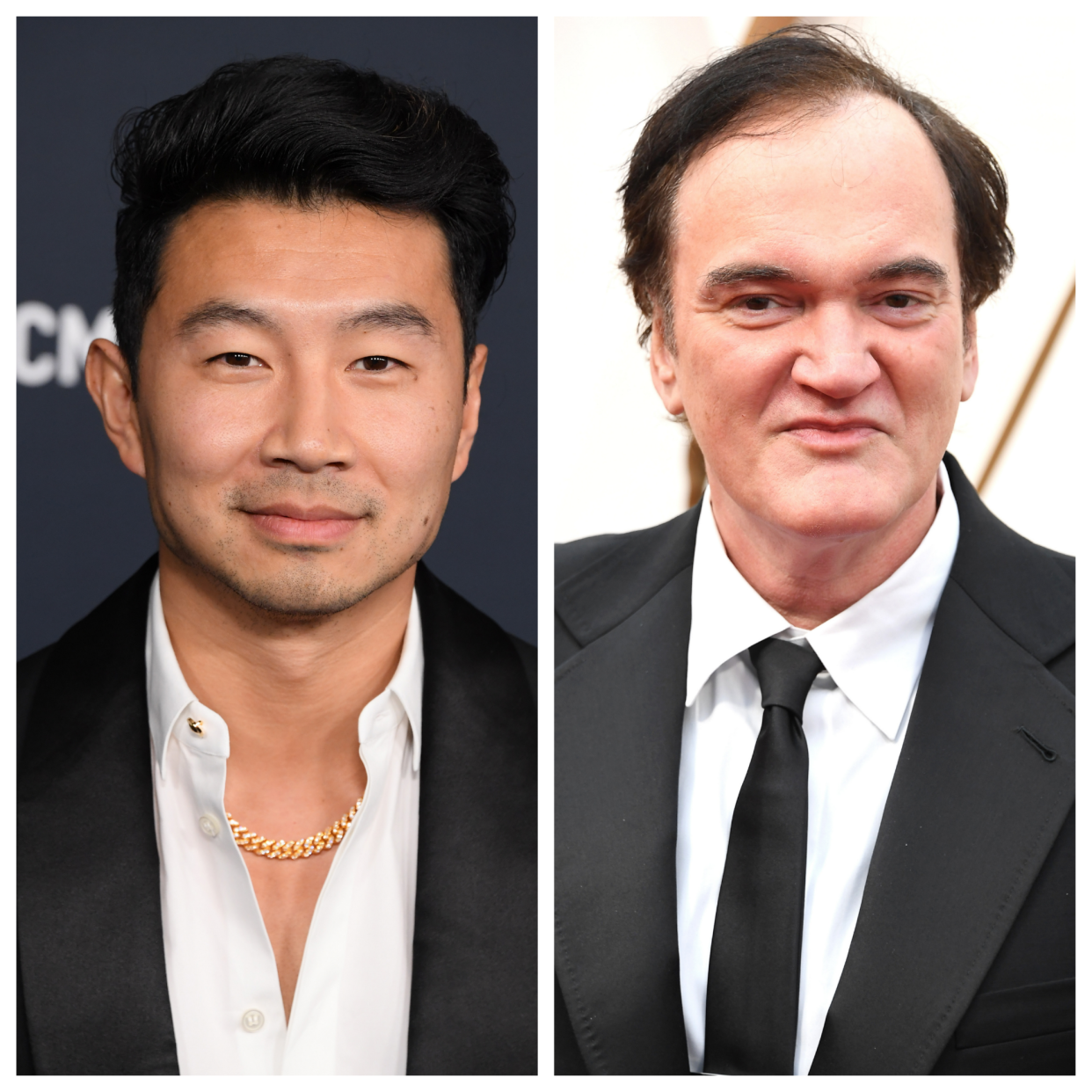 Simu Liu, left, is firing back at Quentin Tarantino after the Oscar-winner's comments about the effect Marvel movies have had on the film industry.