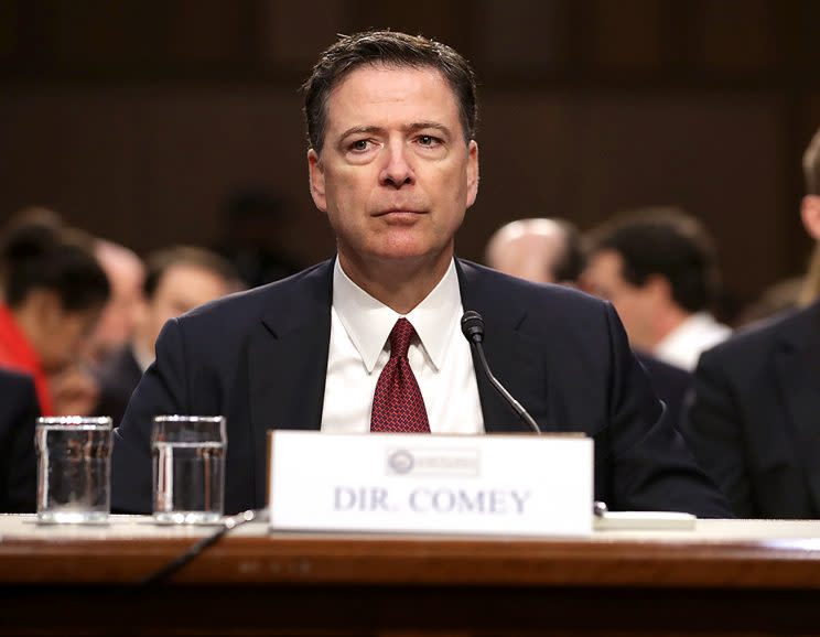 Former FBI Director James Comey testifies before the Senate intelligence committee on June 8. (Photo: Chip Somodevilla/Getty Images)