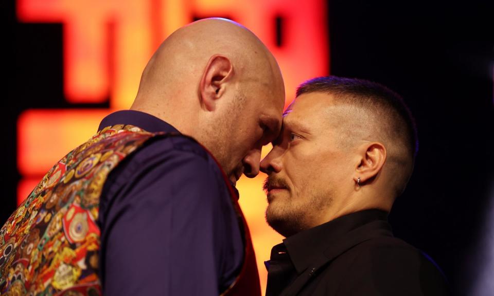 <span>Tyson Fury and Oleksandr Usyk face off in November.</span><span>Photograph: Alex Pantling/Getty Images</span>