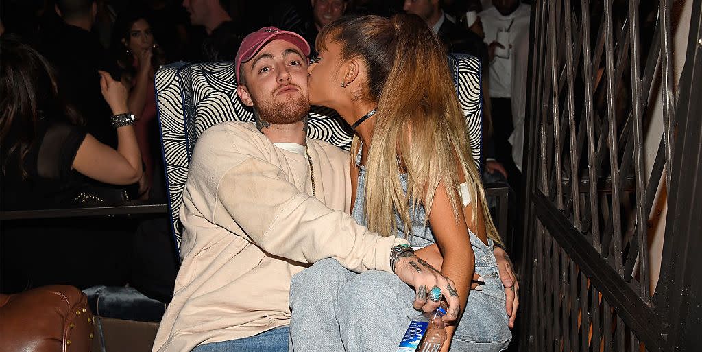 new york, ny august 28 rapper mac miller l and singer ariana grande attend the 2016 mtv video music awards republic records after party on august 28, 2016 in new york city photo by kevin mazurwireimage