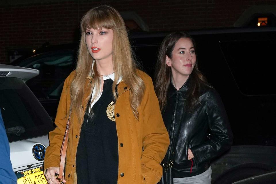 <p>Gotham/GC Images</p> Taylor Swift and Alana Haim in New York City on Oct. 26, 2023