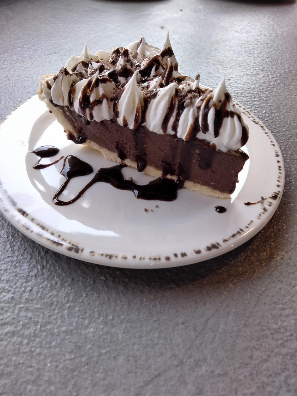 Chocolate pie at Shack in the Back BBQ restaurant in Louisville.