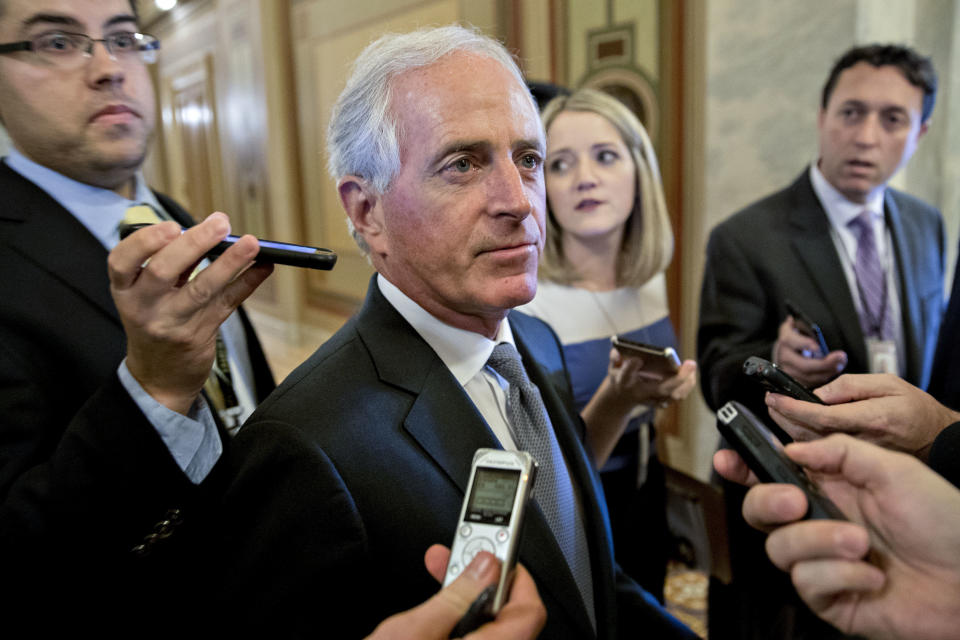 Sen. Bob Corker (R-Tenn.) had proposed a "trigger" to increase some taxes if revenue targets weren't reached. That appears to be off the table now. (Photo: Andrew Harrer/Bloomberg via Getty Images)