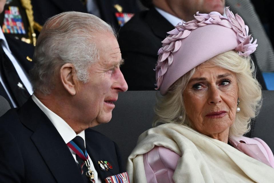 King Charles III and Queen Camilla in the Royal Box at the UK's national commemorative event for the 80th anniversary of D-Day, hosted by the Ministry of Defence on Southsea Common in Portsmouth, Hampshire. Picture date: Wednesday June 5, 2024.