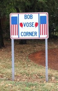 Bob Vose Corner at First Street and North Grand Avenue