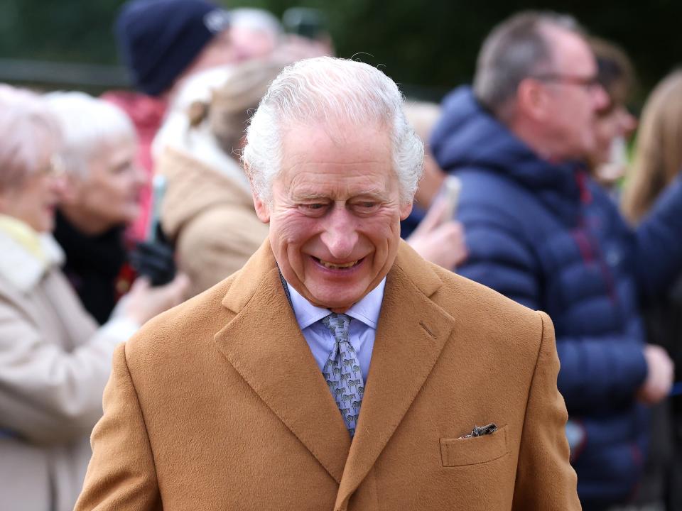 King Charles III attends the Christmas Day service at St Mary Magdalene Church on December 25, 2022 in Sandringham, Norfolk.