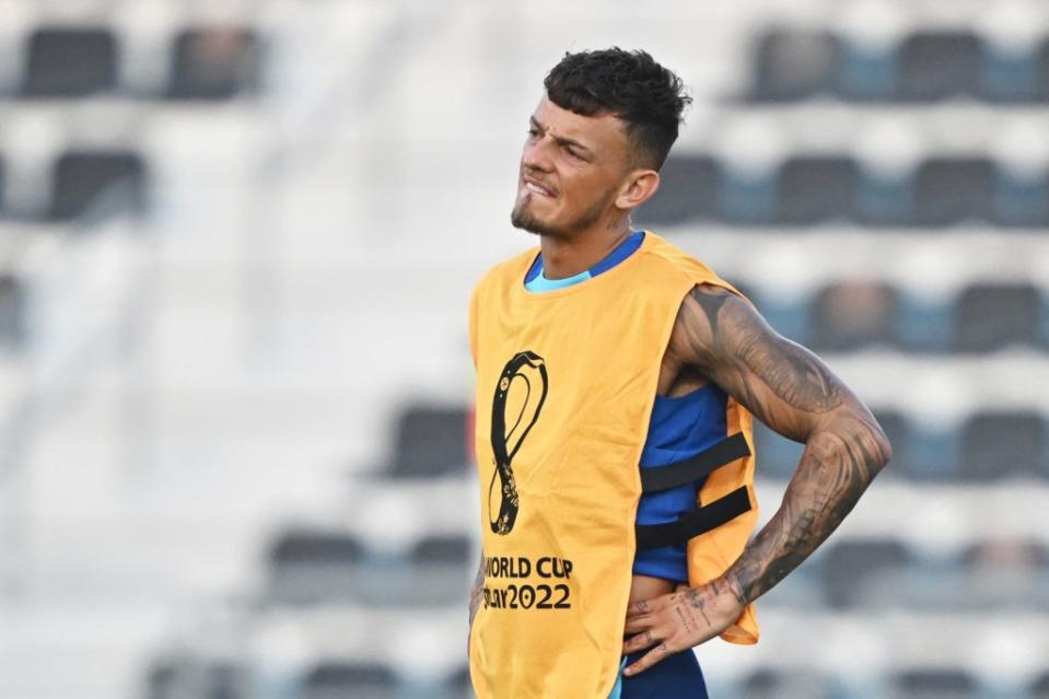 England's defender Ben White takes part in a training session at the Al Wakrah SC Stadium in Al Wakrah, south of Doha, on November 20, 2022, on the eve of the Qatar 2022 World Cup football tournament Group B match between England and Iran. (Photo by PAUL ELLIS/AFP via Getty Images)