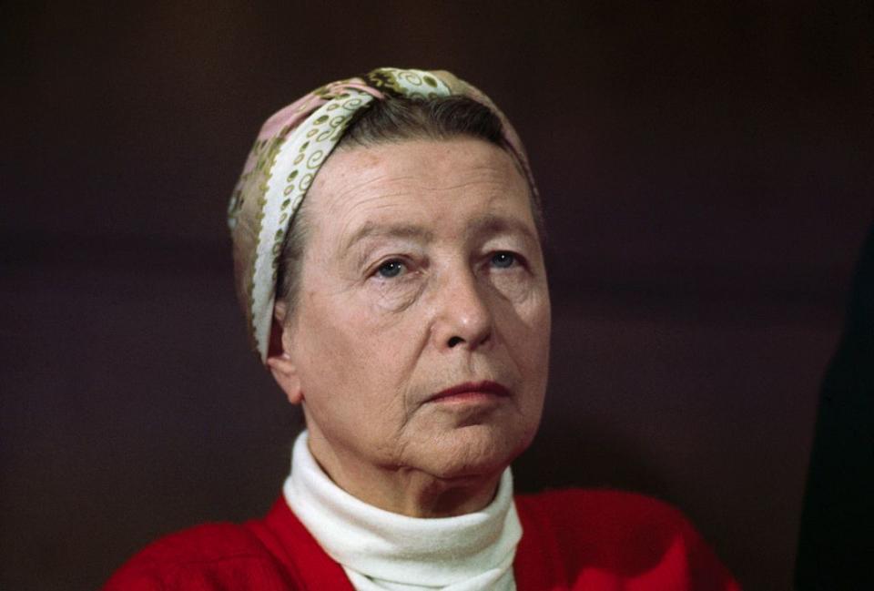 simone de beauvoir in a head and shoulders shot