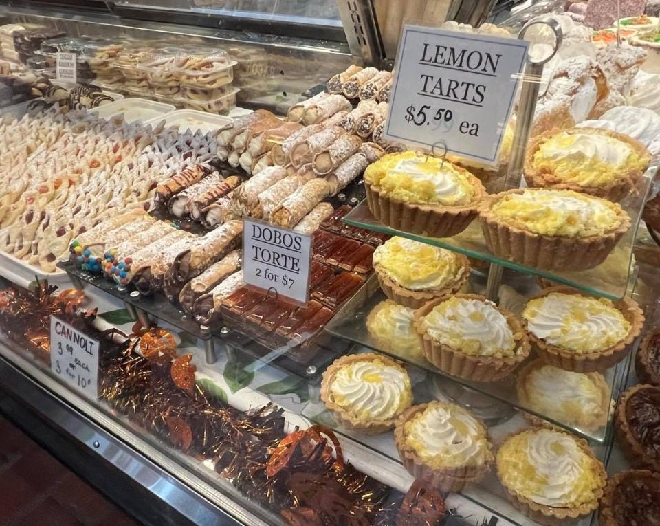 A plethora of baked goods are sold at the West Side Market in Cleveland. Nearly 100 vendors sell goods at the market in Ohio City, including pasta, meats, seafood, pizza, pepperoni rolls, cheeses and other items.