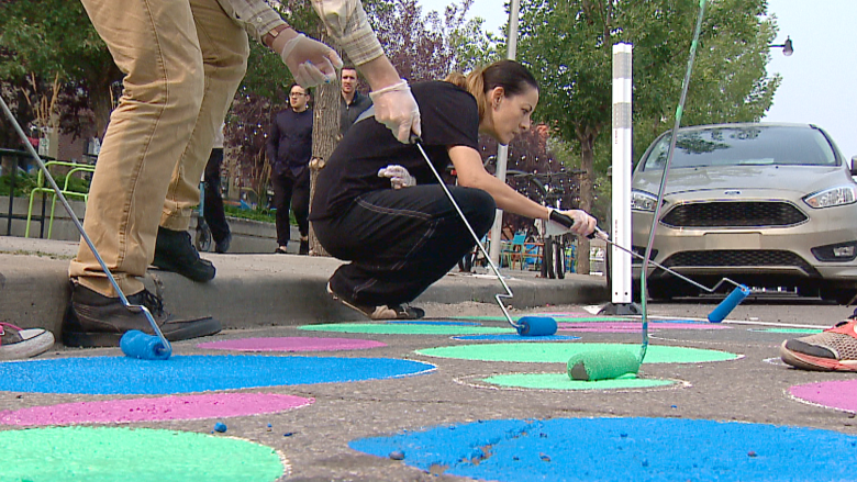 Calgary community tests traffic-calming polka dots