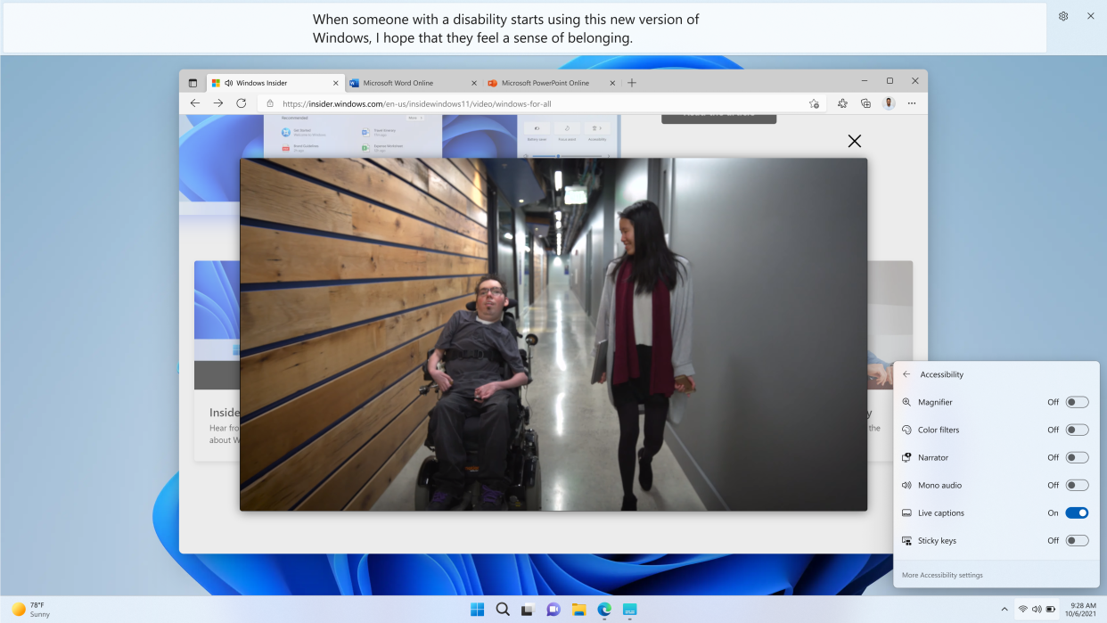 Windows 11 is getting system-wide live captioning to users who are deaf and hard of hearing. (Image: Microsoft)