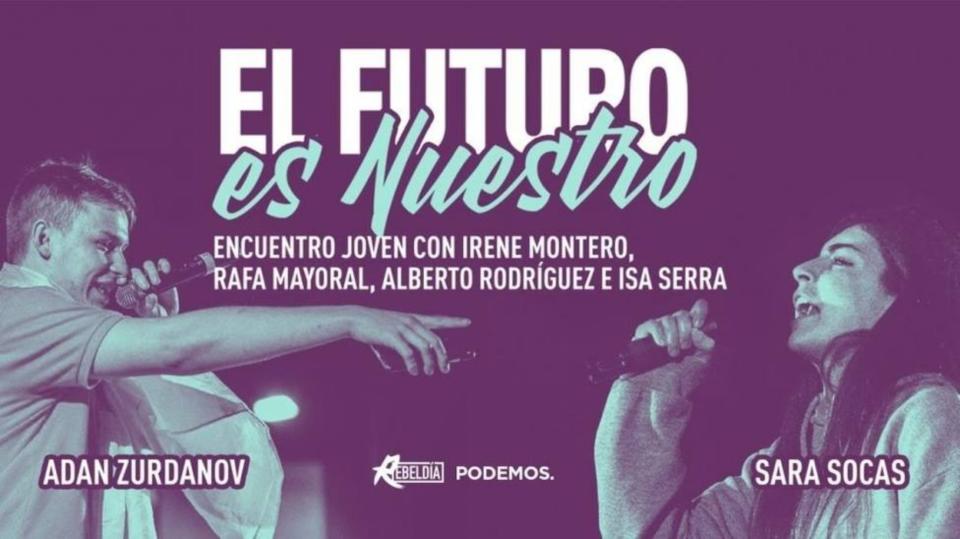 Cartel de un acto con jóvenes organizado por Podemos en el que participó Sara Socas. (Foto: Unidas Podemos).