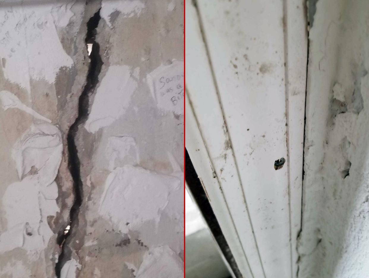 Cracks and mold in Donna Simbo's house. 