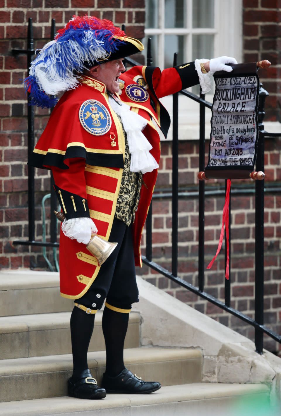 The birth was announced by a town crier who rang a bell outside of the hospital. Photo: Getty